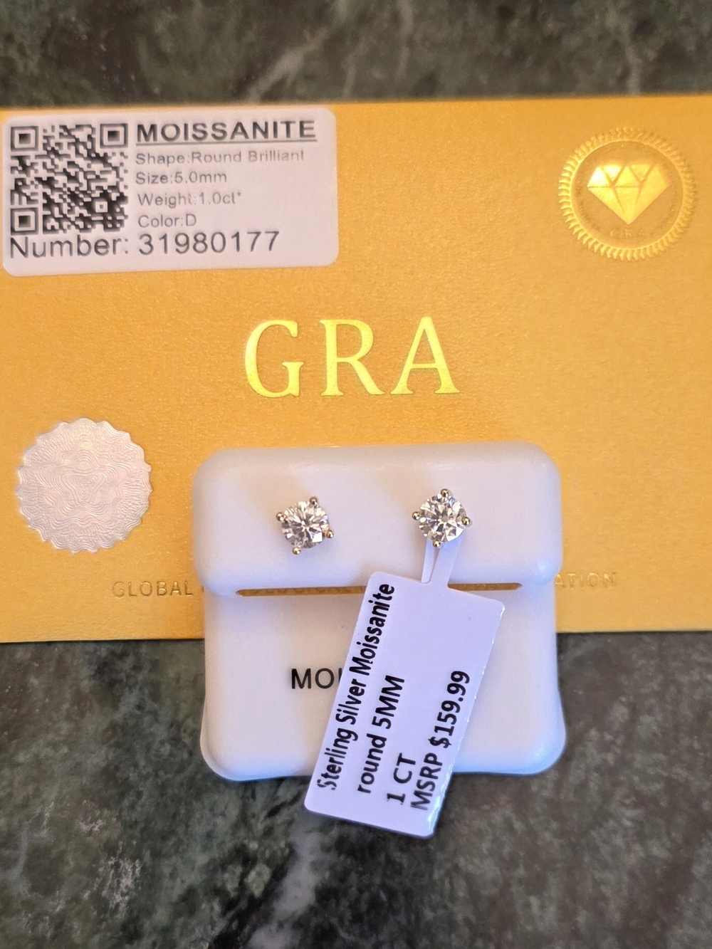 ✨ GRA Certified 1 Carat Moissanite Stud Earrings | Sterling Silver Gold Tone ✨
